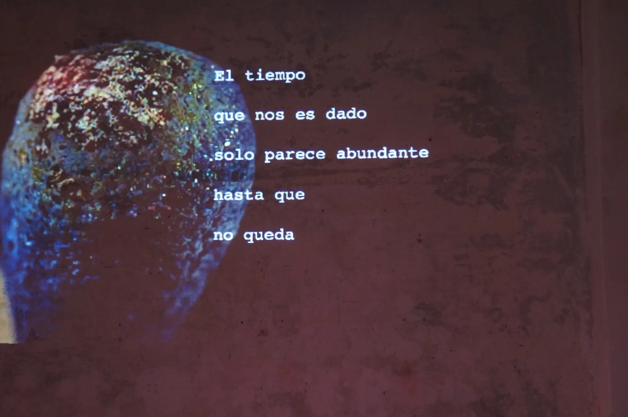 Projected text on a wall, Galeria de Arte Mutuo, Barcelona, 2015